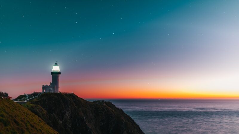 hope lighthouse beacon at dawn