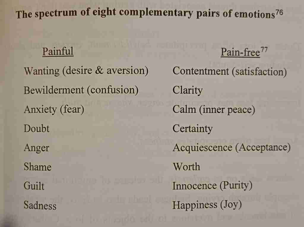 Spectrum of paired emotions from "Happy as Larry" book, page 76. Copyright Larry Culliford.