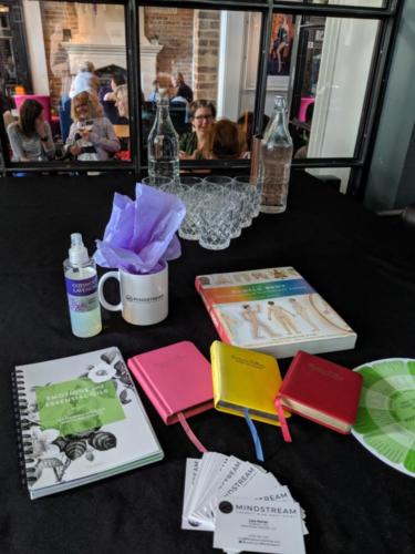 Mindstream's display included aromatherapy, energy healing, and personality insight guides.
