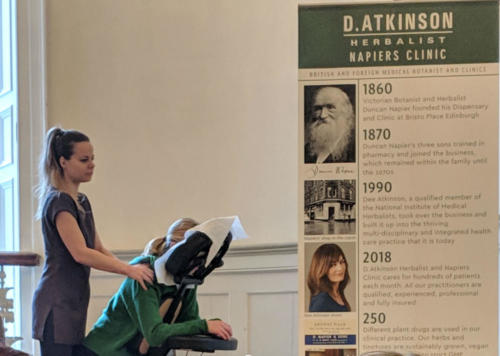 D. Atkinson herbalist and natural therapies offered free consultations and massages.